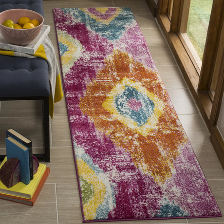 Safavieh Watercolor 2'-3" x 8'-0" Rug in Fuchsia / Orange