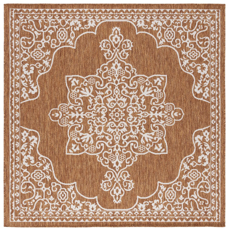 Safavieh Beach House 6'-7" x 6'-7" Rug in Brown / Ivory