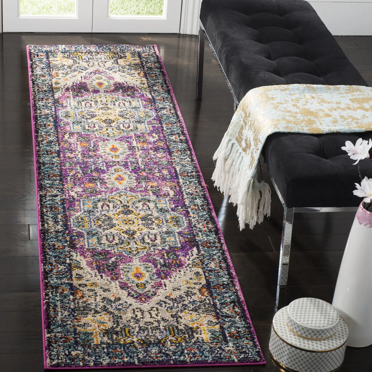 Safavieh Monaco 2'-2" x 10'-0" Rug in Violet / Light Blue