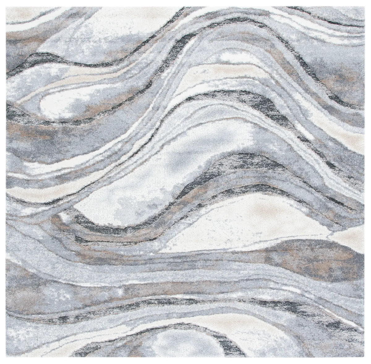 Safavieh Cyrus Shag 6'-7" x 6'-7" Rug in Grey / Beige