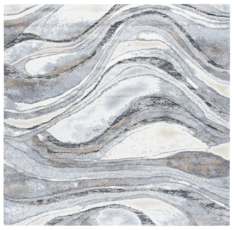 Safavieh Cyrus Shag 6'-7" x 6'-7" Rug in Grey / Beige