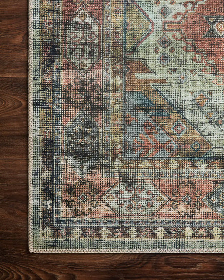 Loloi Skye Sky-06 Apricot/Mist Rugs - corner on wood