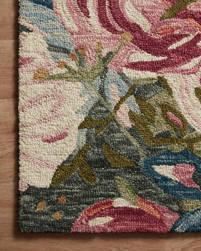 Loloi Belladonna Blm-03 Lagoon/Multi Rug - corner on wood