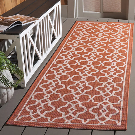 Safavieh Courtyard 2'-7" x 8'-2" Rug in Terracotta / Beige