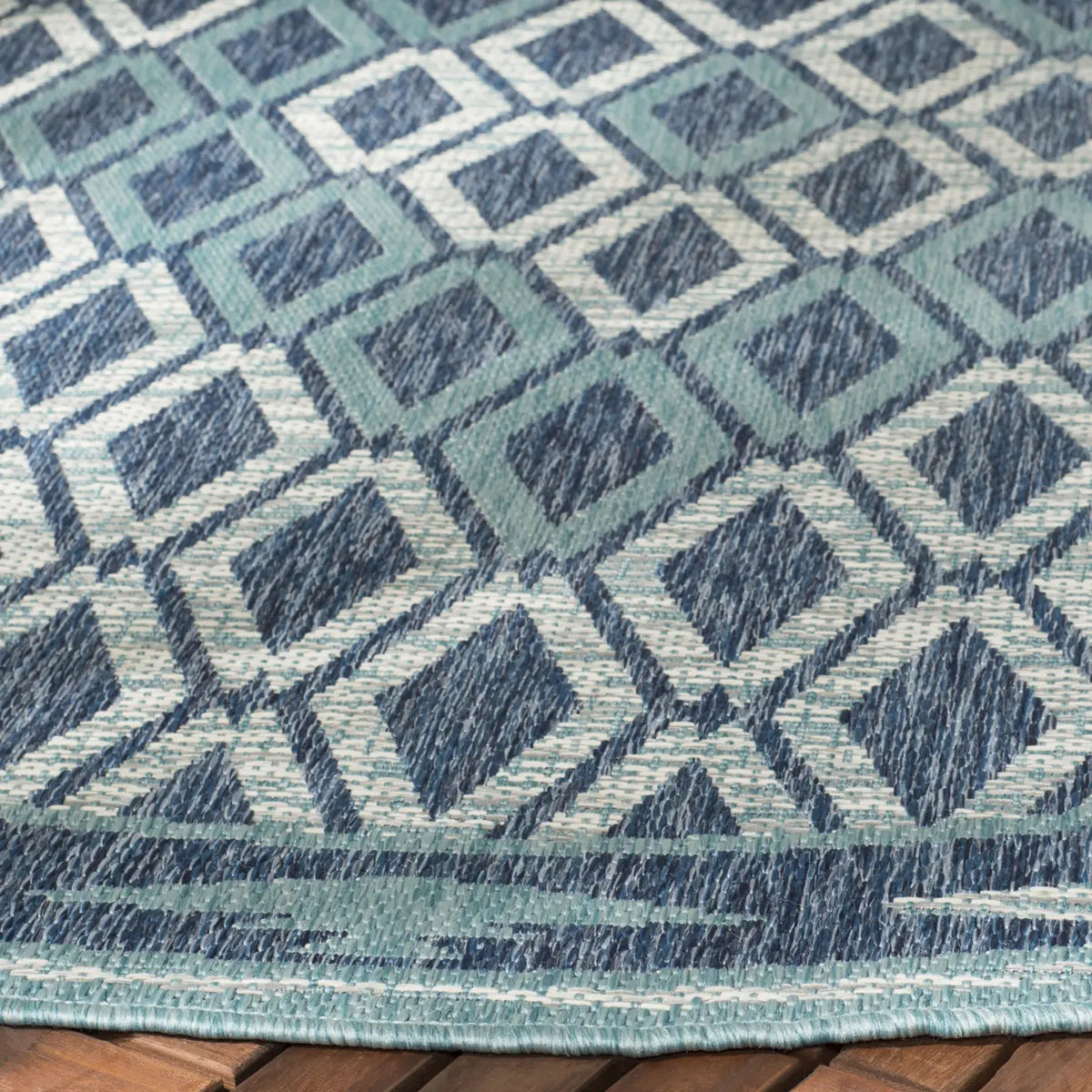 Safavieh Courtyard 5'-3" x 5'-3" Rug in Navy / Aqua