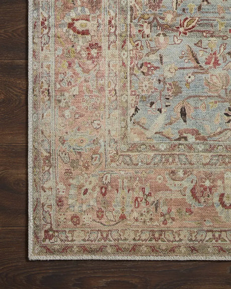 Loloi Adrian Adr-06 Ocean/Clay Rug - corner on wood