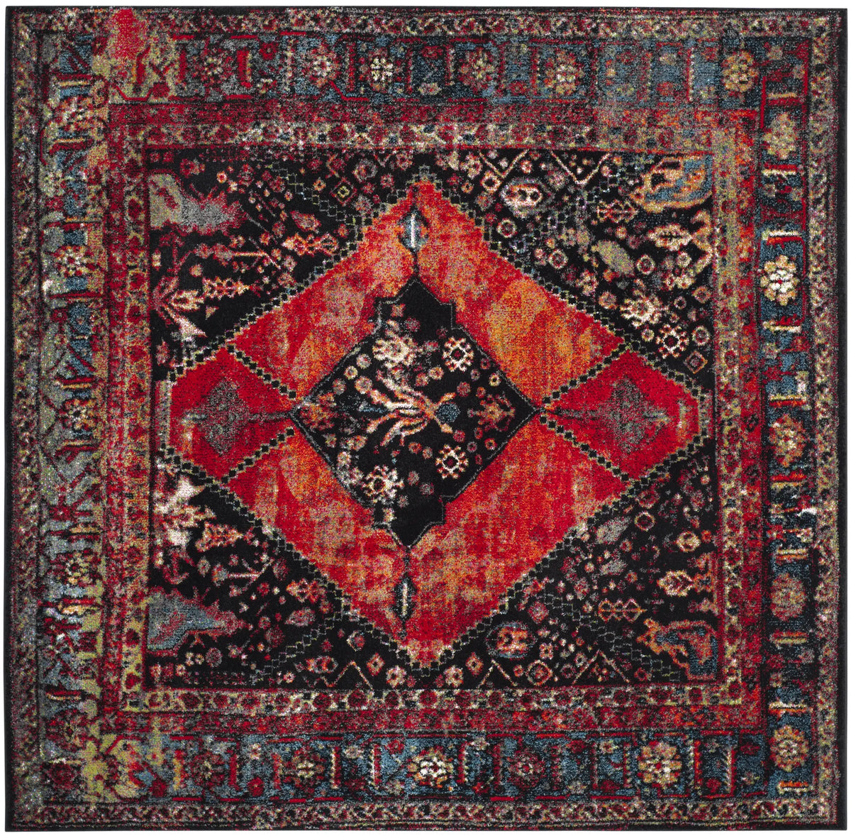 Safavieh Vintage Hamadan 6'-7" x 6'-7" Rug in Orange / Multi