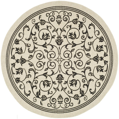 Safavieh Courtyard 5'-3" x 5'-3" Rug in Sand / Black