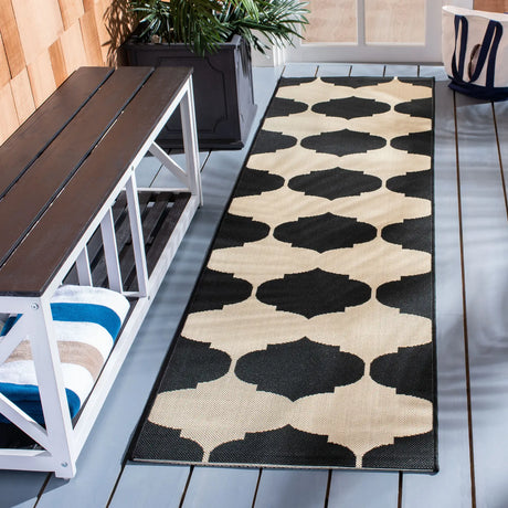 Safavieh Courtyard 2'-3" x 12'-0" Rug in Beige / Black