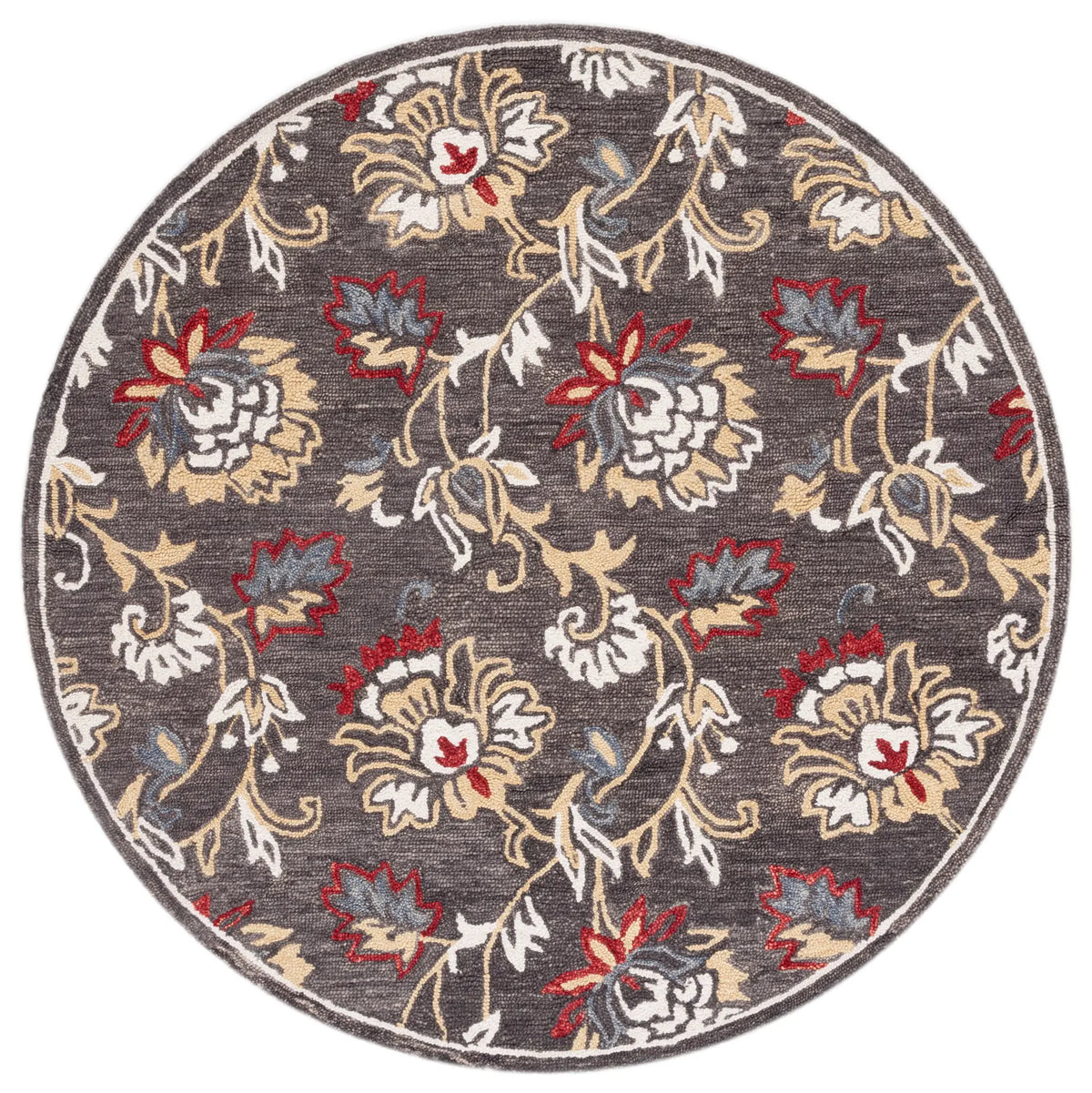Safavieh Blossom 6'-0" x 6'-0" Rug in Dark Grey / Yellow