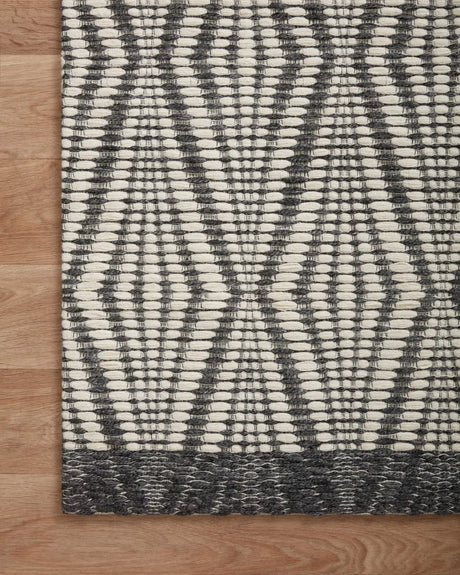 Loloi Kenzie Knz-01 Ivory/Charcoal Rugs - corner on wood