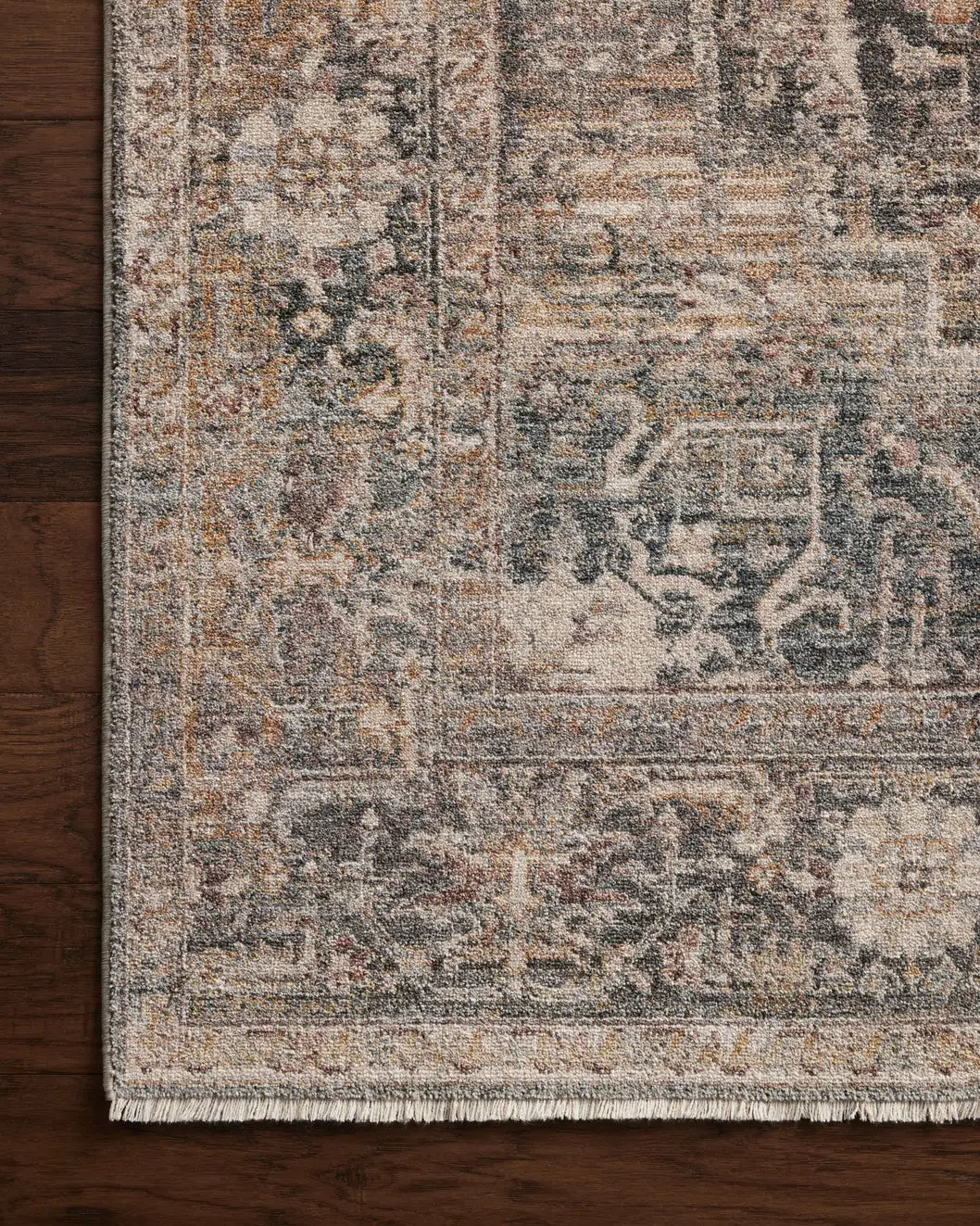 Loloi Lyra Lyr-06 Denim/Sand Rug - corner on wood