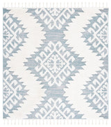 Safavieh Moroccan Tassel Shag 6'-7" x 6'-7" Rug in Teal / Ivory