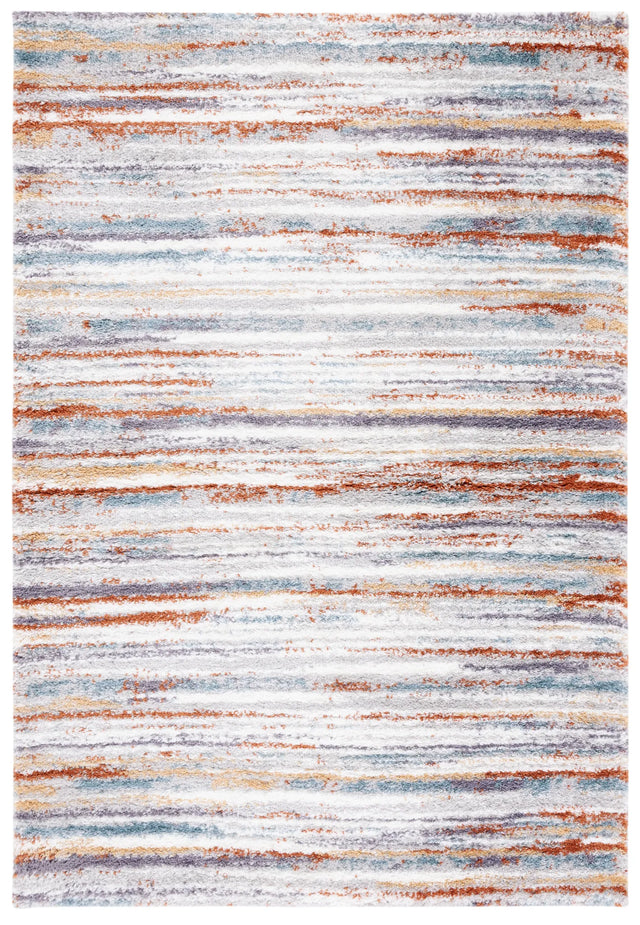 Safavieh Berber Shag 4'-5" x 6'-5" Rug in Blue Rust / Ivory