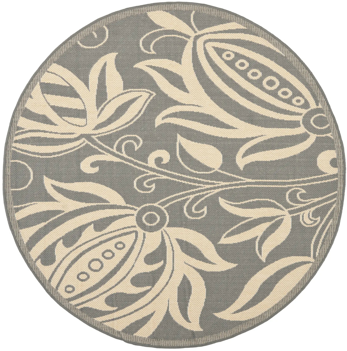 Safavieh Courtyard 5'-3" x 5'-3" Rug in Grey / Natural