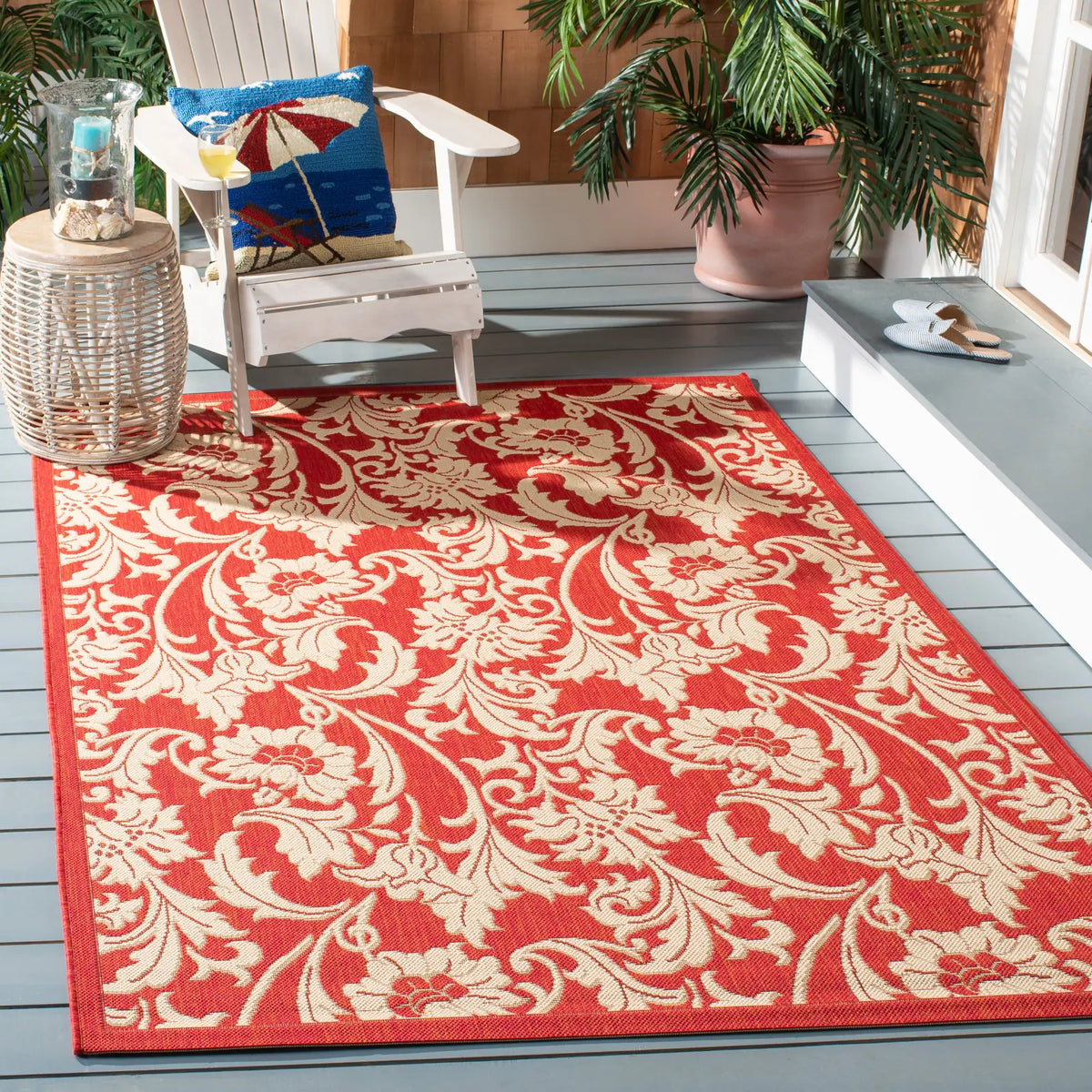 Safavieh Courtyard 5'-3" x 7'-7" Rug in Red / Creme