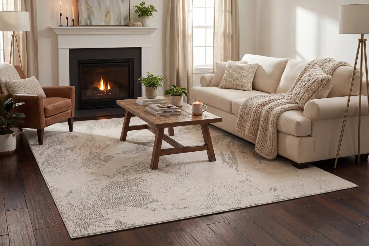 Dynamic Rugs Penta 6320 Power Loomed Modern Cream/Ivory Rug - Room