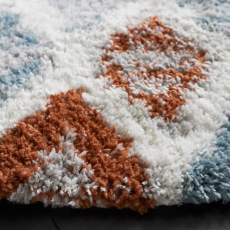 Safavieh Berber Shag 10'-0" x 10'-0" Rug in Blue Rust / Ivory