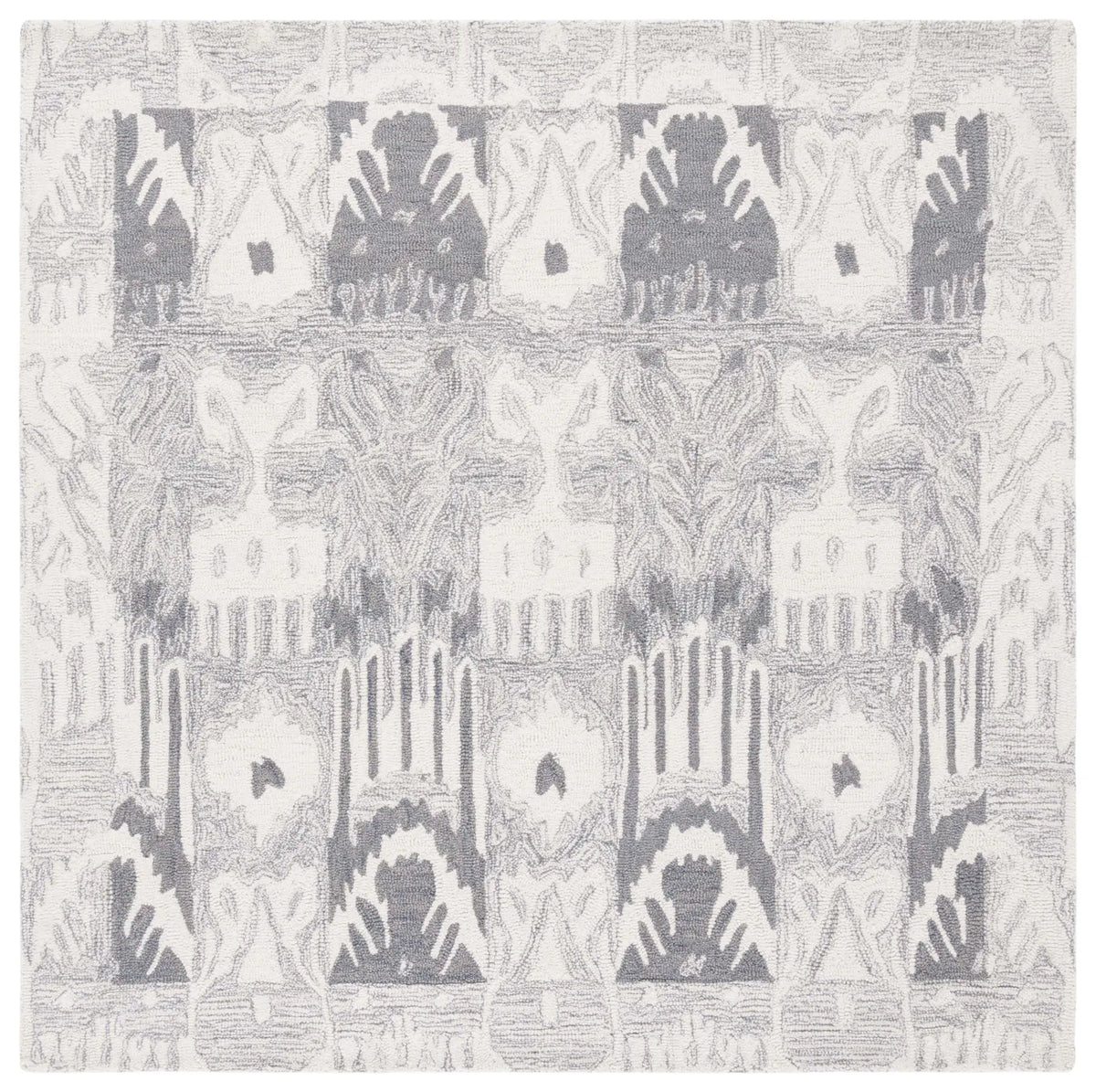 Safavieh Ikat 6'-0" x 6'-0" Rug in Light Grey / Ivory