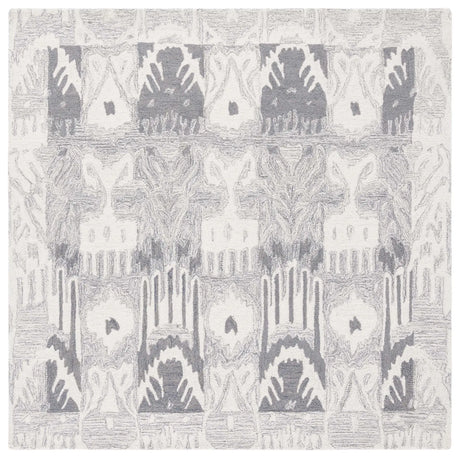 Safavieh Ikat 6'-0" x 6'-0" Rug in Light Grey / Ivory
