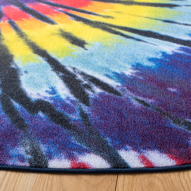 Safavieh Paint Brush 6'-7" x 6'-7" Rug in Fuchsia / Yellow