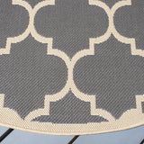 Safavieh Courtyard 5'-3" x 5'-3" Rug in Anthracite / Beige