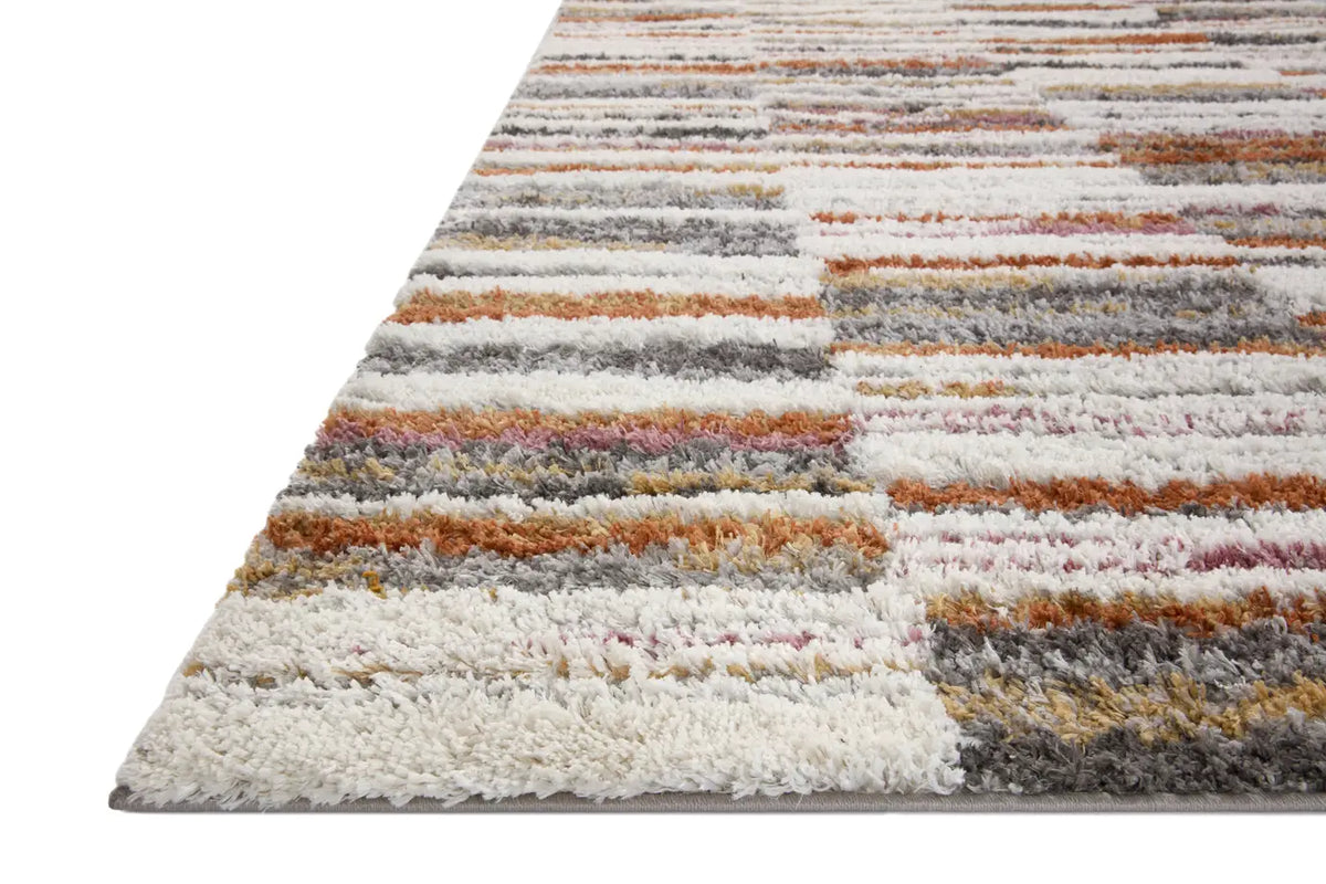 Loloi Levitt Shag Lev-03 Ivory/Sunset Rug - rug corner