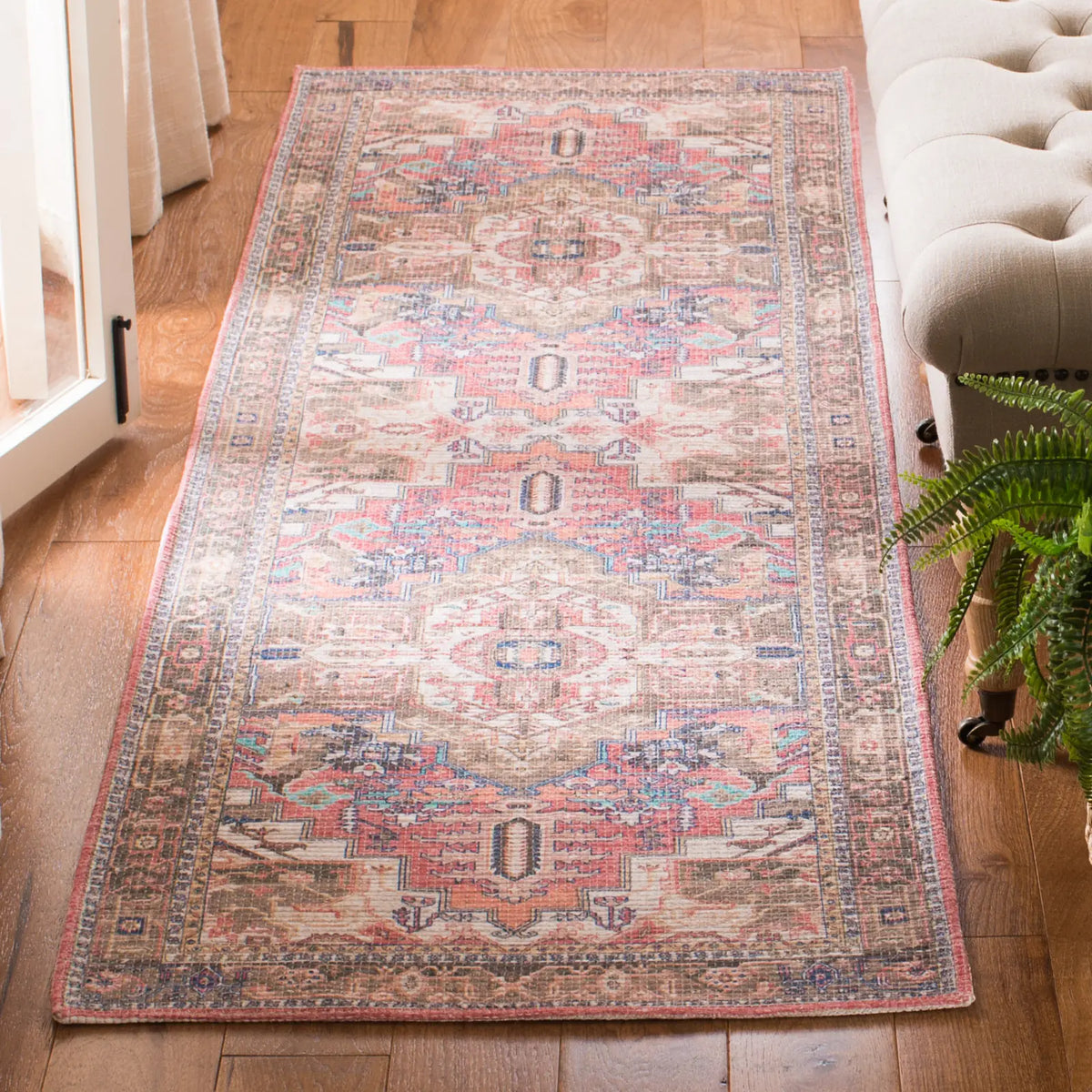 Safavieh Saffron 2'-3" x 8'-0" Rug in Rust / Ivory
