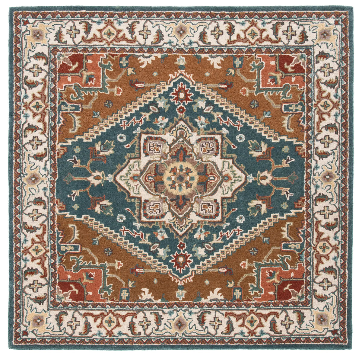 Safavieh Heritage 6'-0" x 6'-0" Rug in Dark Green / Brown