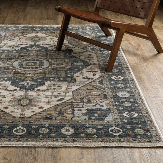 Oriental Weavers Sphinx ELIANA ELI05 Blue Medallion Rugs - angle/detail