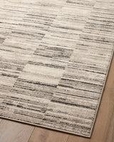 Loloi Darby Dar-01 Charcoal/Sand Rug - angled corner on wood