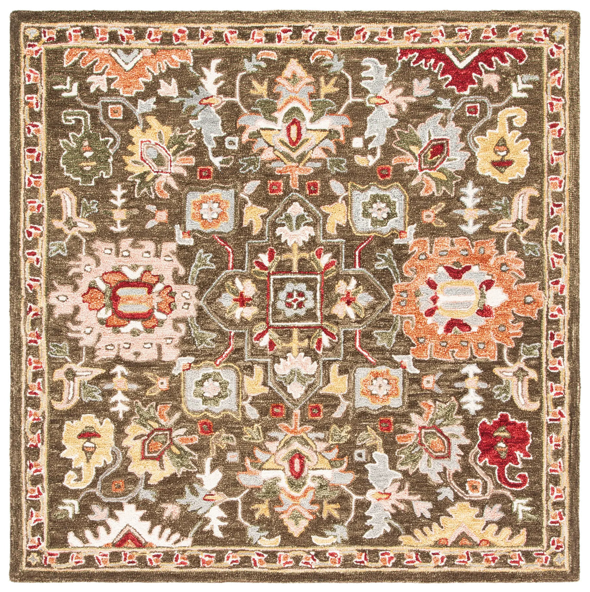 Safavieh Heritage 6'-0" x 6'-0" Rug in Brown / Green