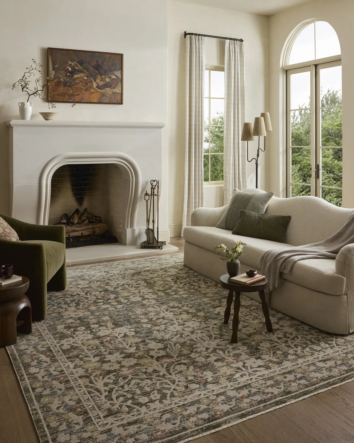 Loloi Clarisse CLS-05 Traditional Power Loomed Olive, Multi Rug - room scene 3