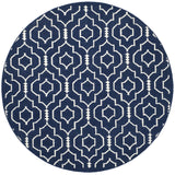 Safavieh Dhurries 6'-0" x 6'-0" Rug in Navy / Ivory