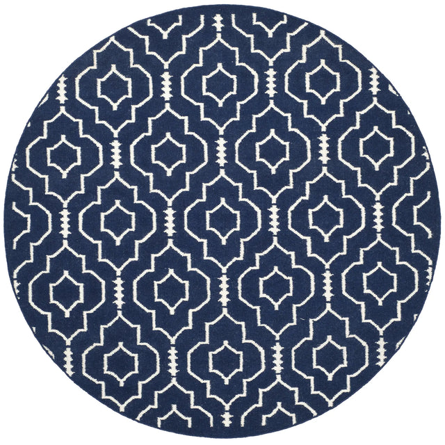 Safavieh Dhurries 6'-0" x 6'-0" Rug in Navy / Ivory