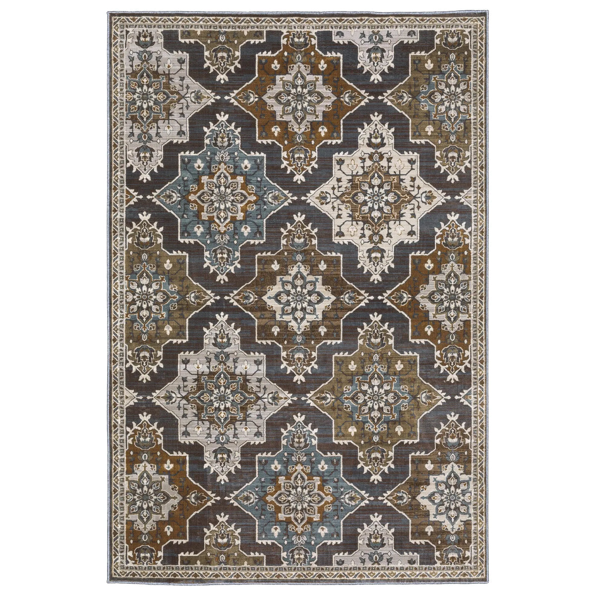 Oriental Weavers Sphinx Ellington Ell07 Blue/ Rust Rug - main flat
