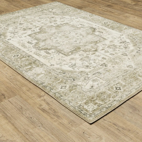 Oriental Weavers Savoy 28108 Green/ Ivory Rug - angle detail