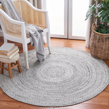 Safavieh Braided 5'-0" x 5'-0" Rug in Silver / Charcoal