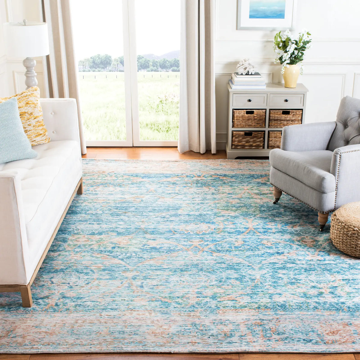 Safavieh Saffron 6'-0" x 9'-0" Rug in Turquoise / Peach