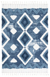 Safavieh Moroccan Tassel Shag 4'-0" x 6'-0" Rug in Blue / Ivory