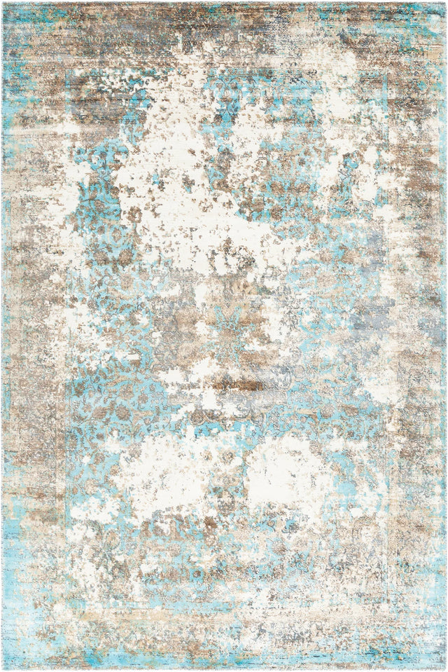 Chandra Dawn DAW-52308 Blue / Brown / White rug, flat view