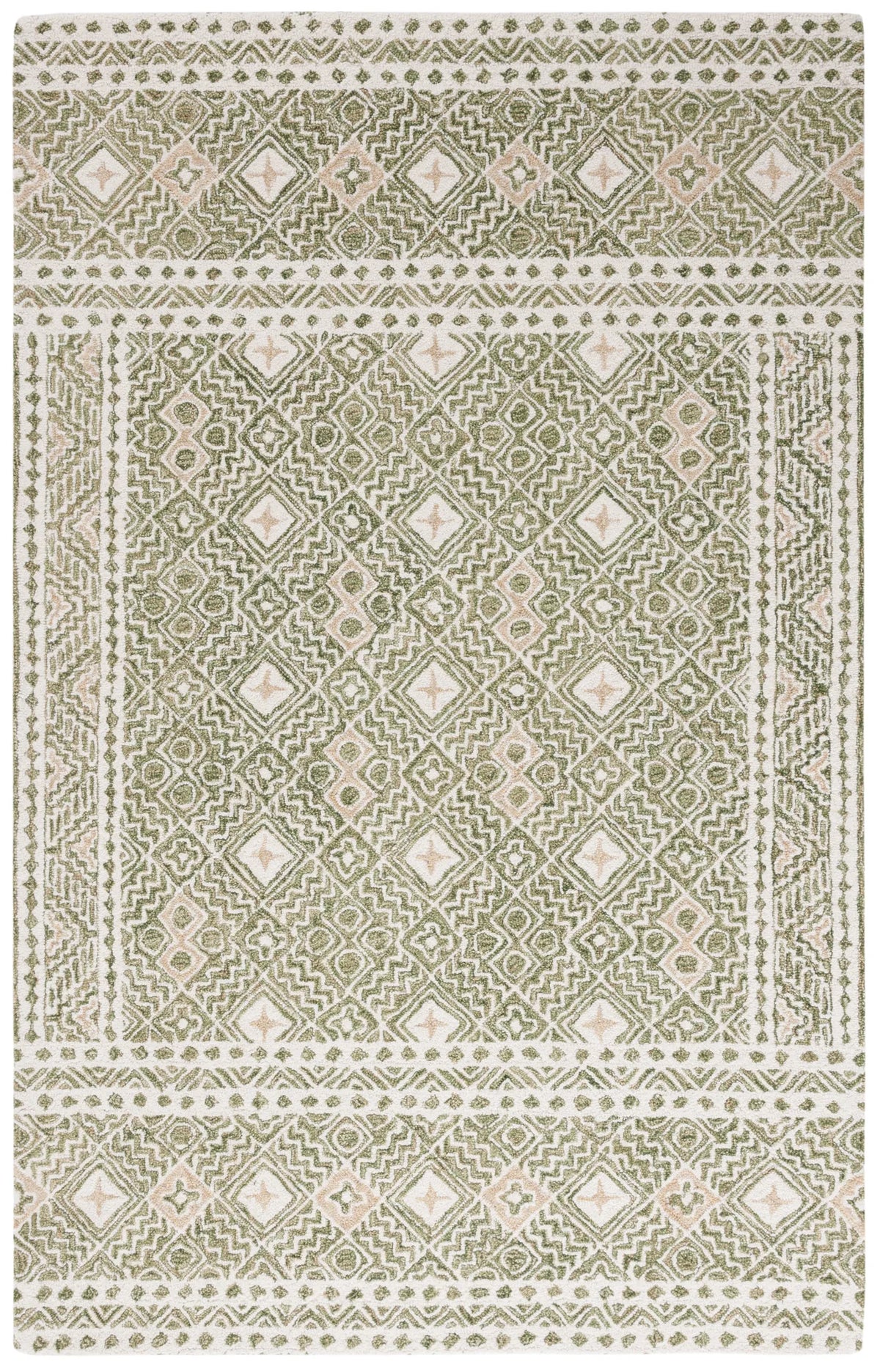 Safavieh Micro-Loop 4'-0" x 6'-0" Rug in Green / Ivory