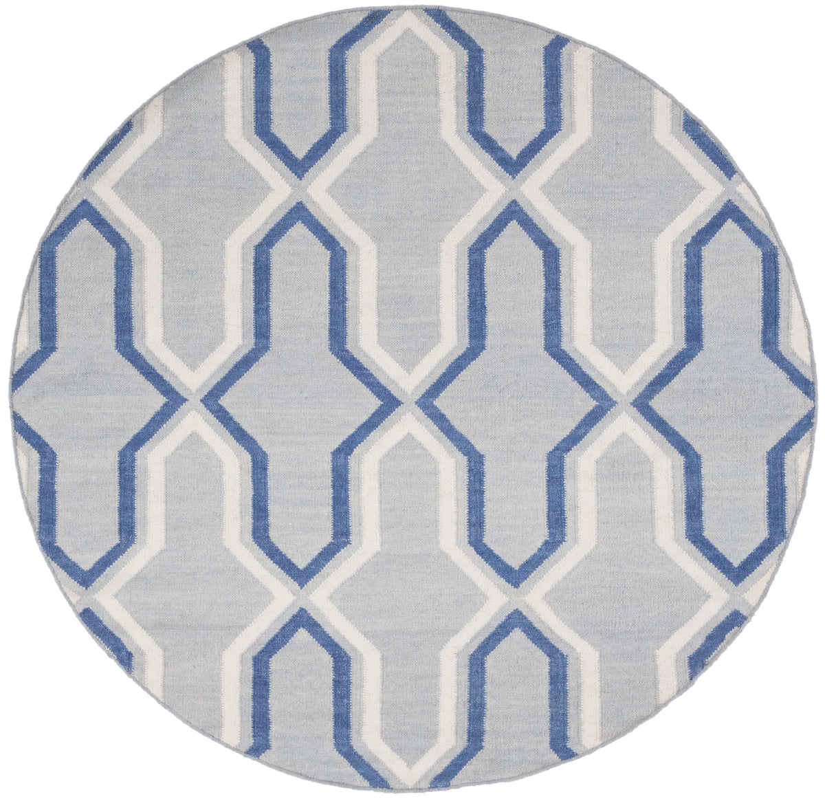 Safavieh Dhurries 6'-0" x 6'-0" Rug in Light Blue / Dark Blue
