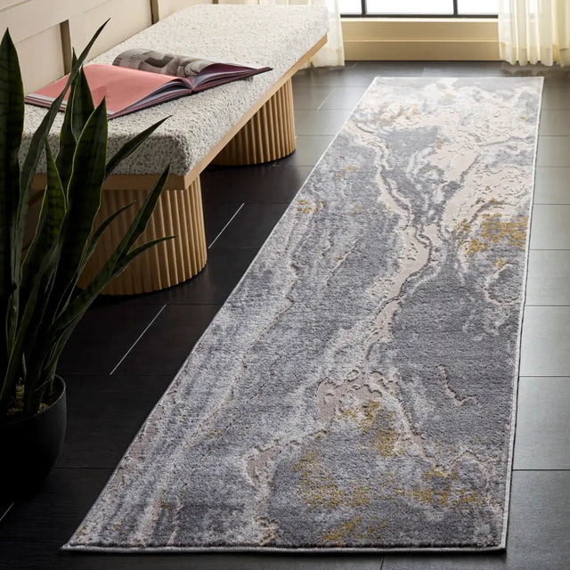 Safavieh Palma 2'-2" x 9'-0" Rug in Grey / Gold