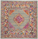 Safavieh Madison 6'-7" x 6'-7" Rug in Light Grey / Fuchsia