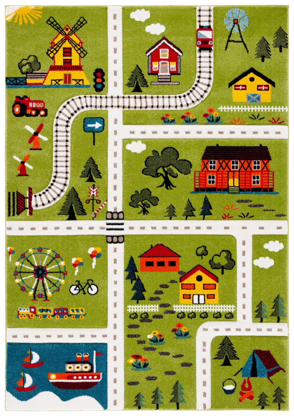 Safavieh Carousel Kids 100 4'-0" x 6'-0" Rug in Green / Beige