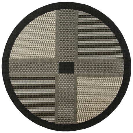 Safavieh Courtyard 6'-7" x 6'-7" Rug in Black / Sand