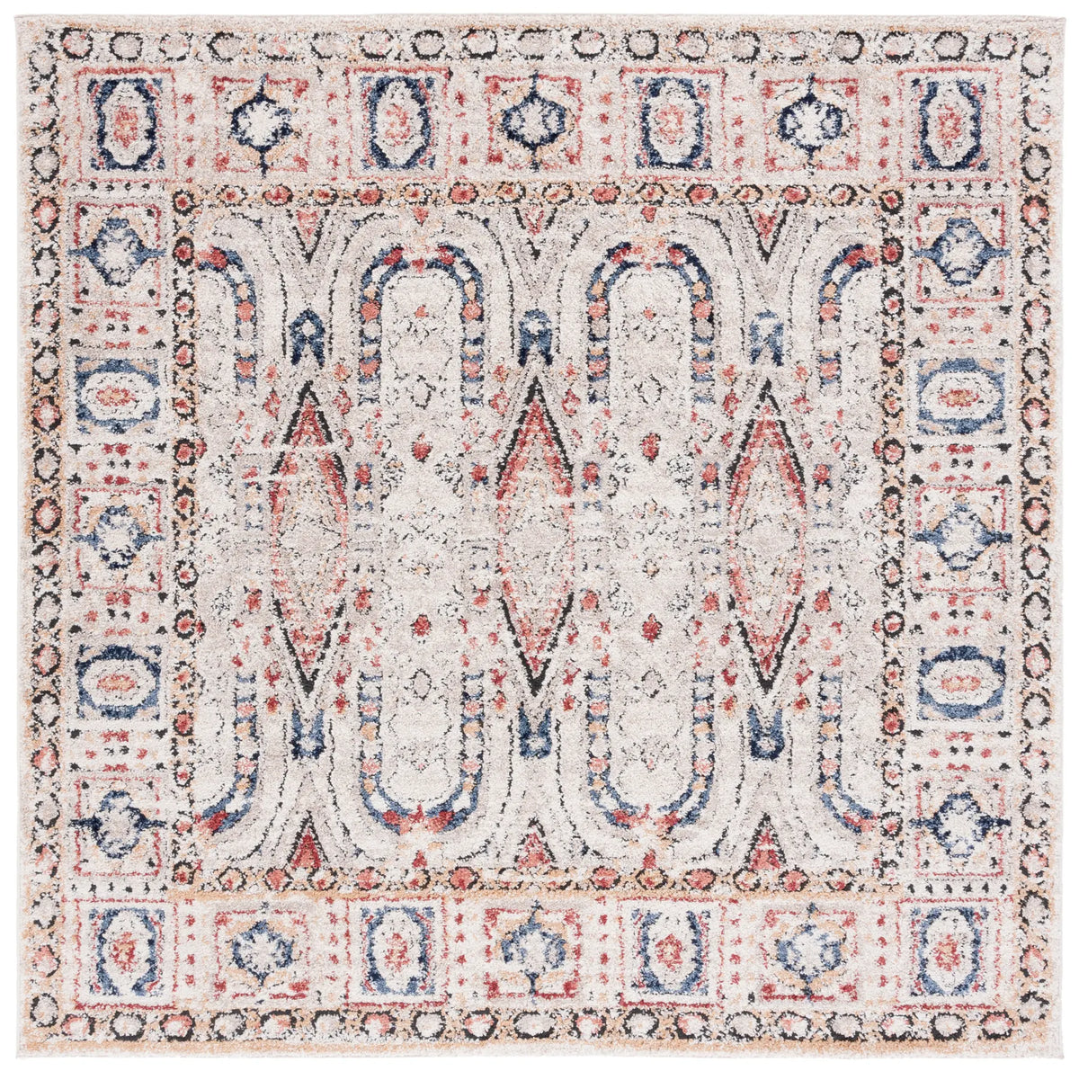 Safavieh Luna 6'-7" x 6'-7" Rug in Beige / Blue Rust