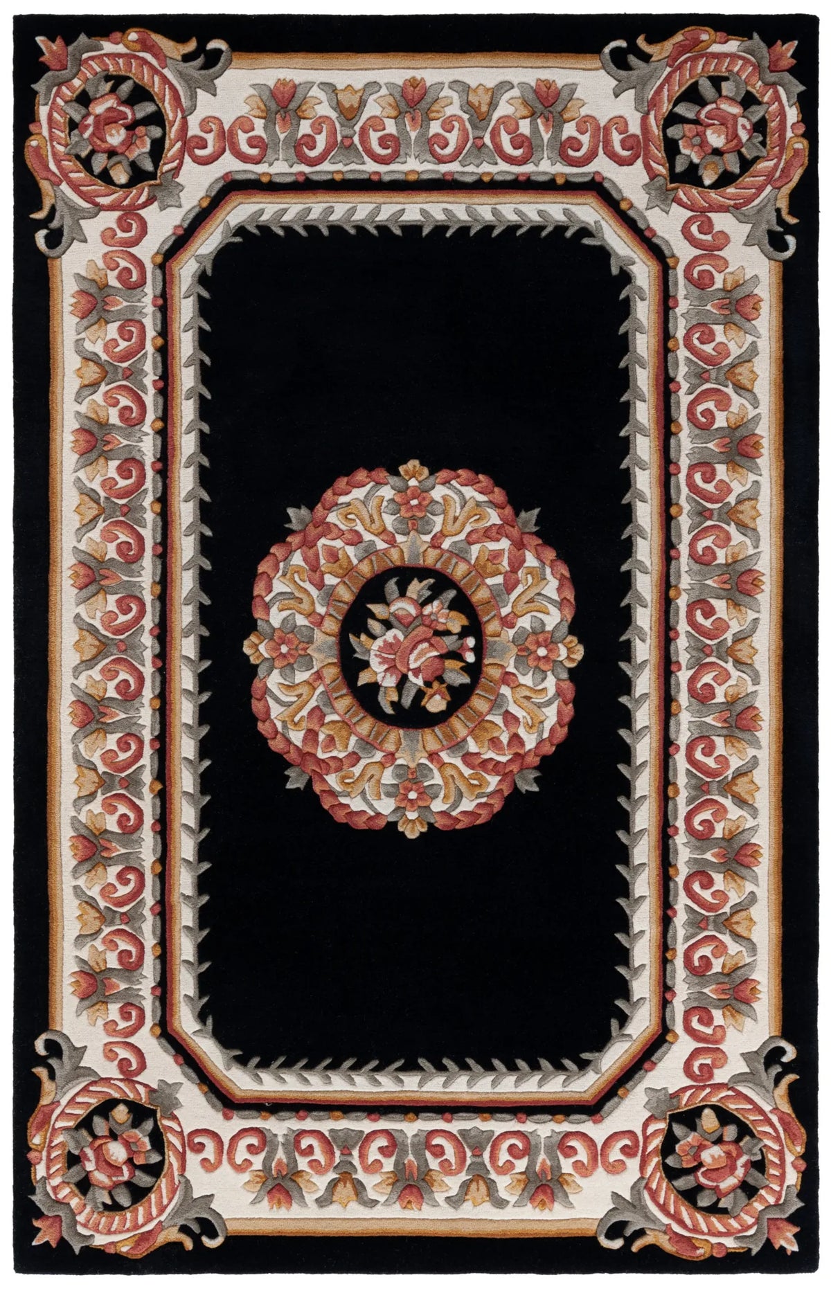 Safavieh Naples 4'-0" x 6'-0" Rug in Black / Ivory