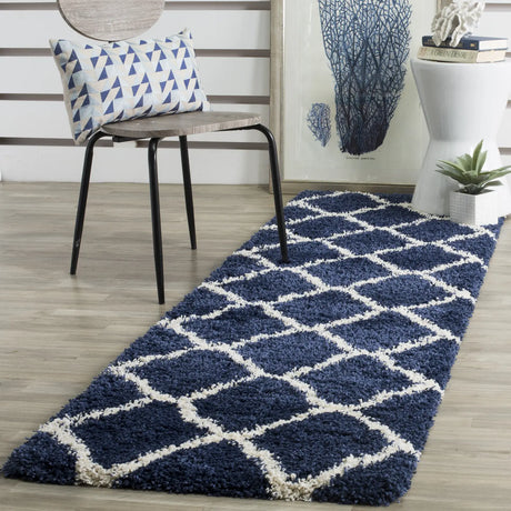 Safavieh Hudson Shag 2'-3" x 10'-0" Rug in Navy / Ivory